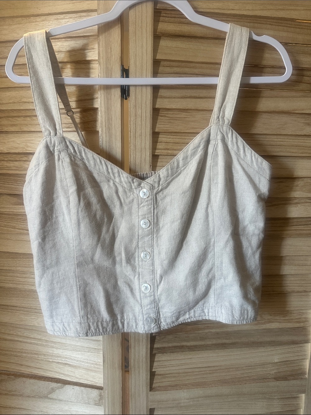 Abercrombie & Fitch Cream Button-Front Crop Tank